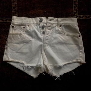 White Levi Shorts